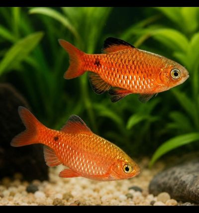 Red Neon Rosy Barb (Pethia conchonius) – червен неонов барбус с ярка селекционна окраска